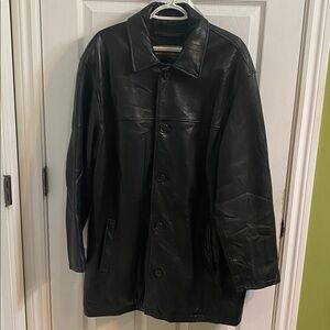 Andrew Marc New York Black Soft Leather Men's Jacket Size Large Quilted Lining